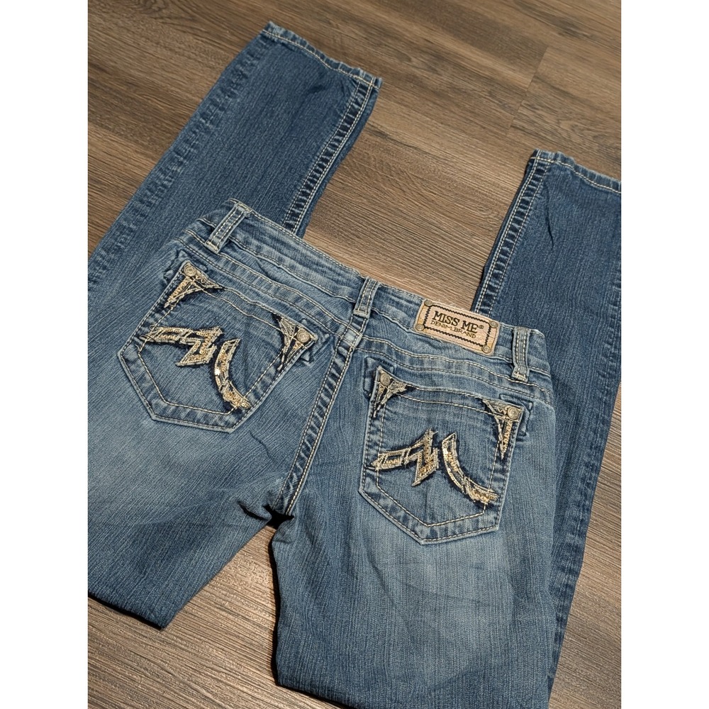 Miss Me Skinny Jeans Womens 28 JP106562 Medium Wash Embellished Low Rise‎ Denim